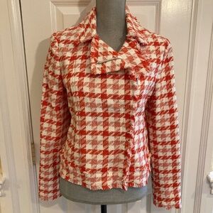 Ann Taylor Asymmetric Tweed Motorcycle Jacket